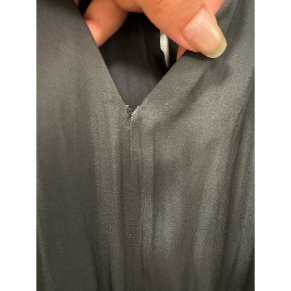 Maje $345 Black Satin Pant Jumpsuit Elastic Waist Size 42/ XL Flutter Sleeves - Picture 7 of 11